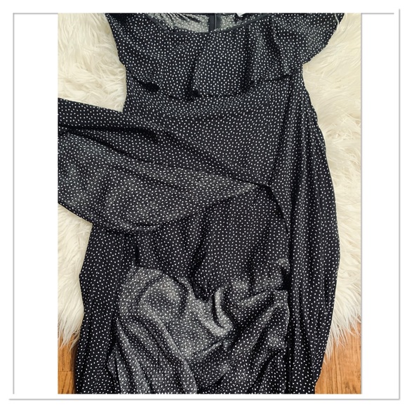 Sirena Off Shoulder Double Slit Dress Black White Heart Print Size Large - Picture 3 of 12